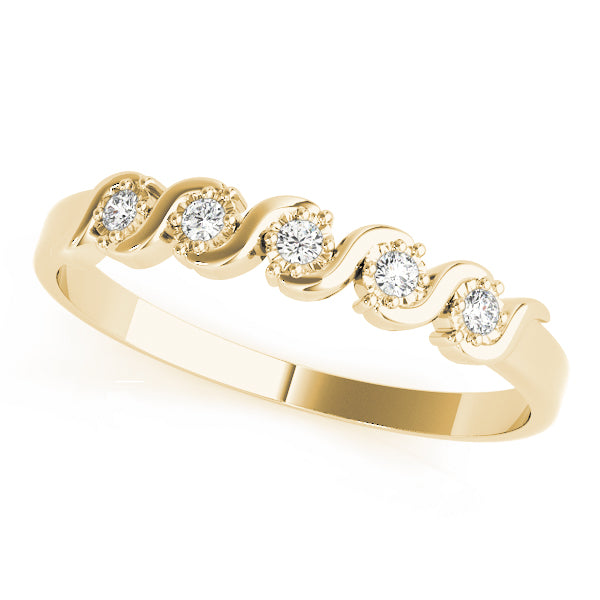 0.05  Carat Round Diamond Wedding Band In 14K Rose/ White & Yellow Gold
