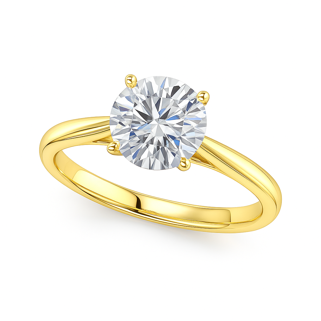 Elegant 0.33 Ct Round Moissanite Solitaire Ring in 14K Gold – 4-Prong Classic Setting