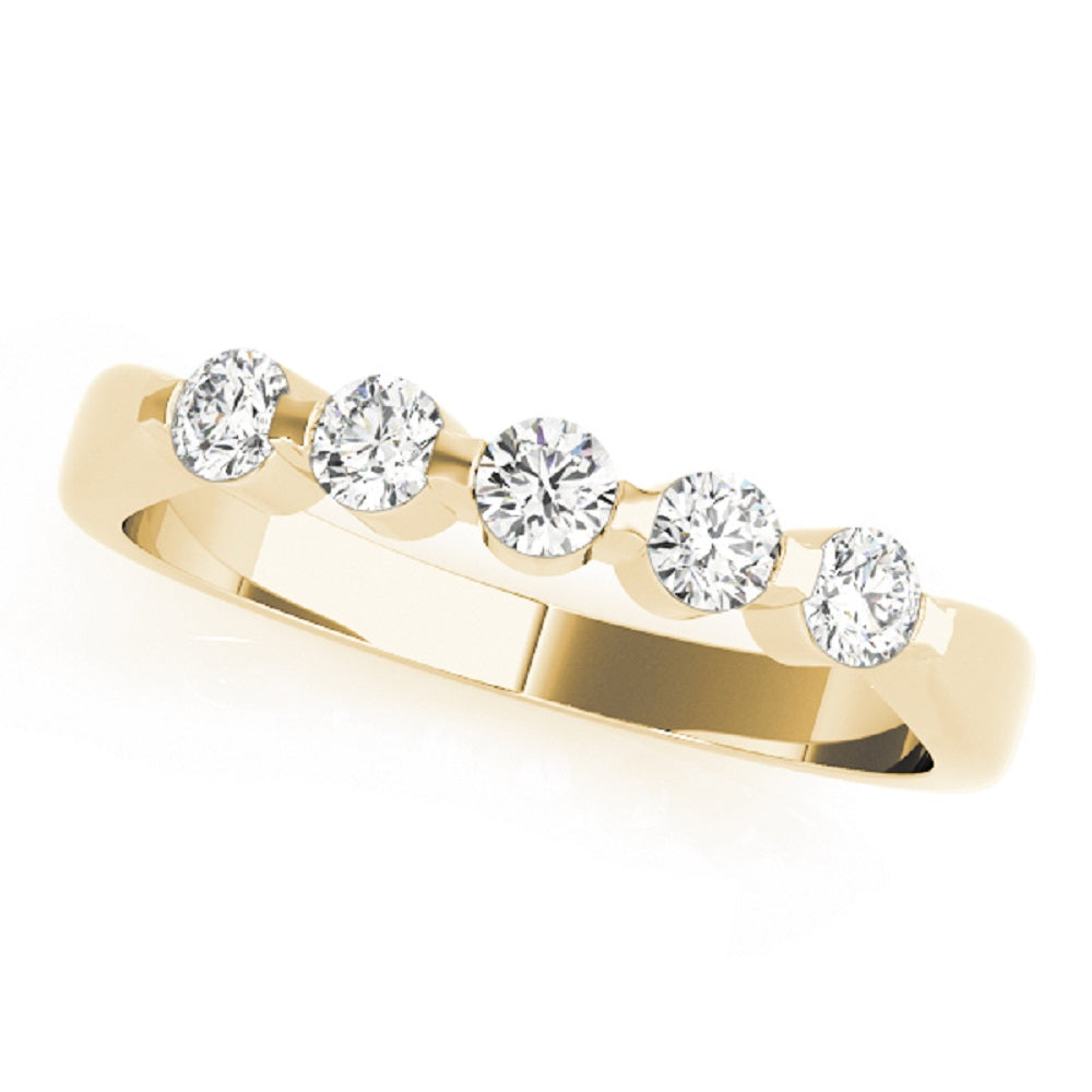 0.50 Ct Round Diamond 5 Stone Wedding Band In 14K Gold