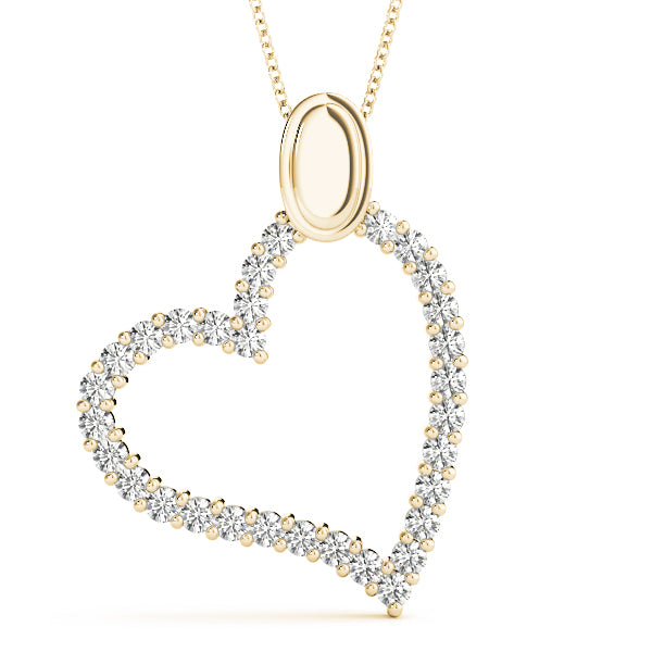1.00  Ct Diamond Heart Pendant Necklace In 14K Gold