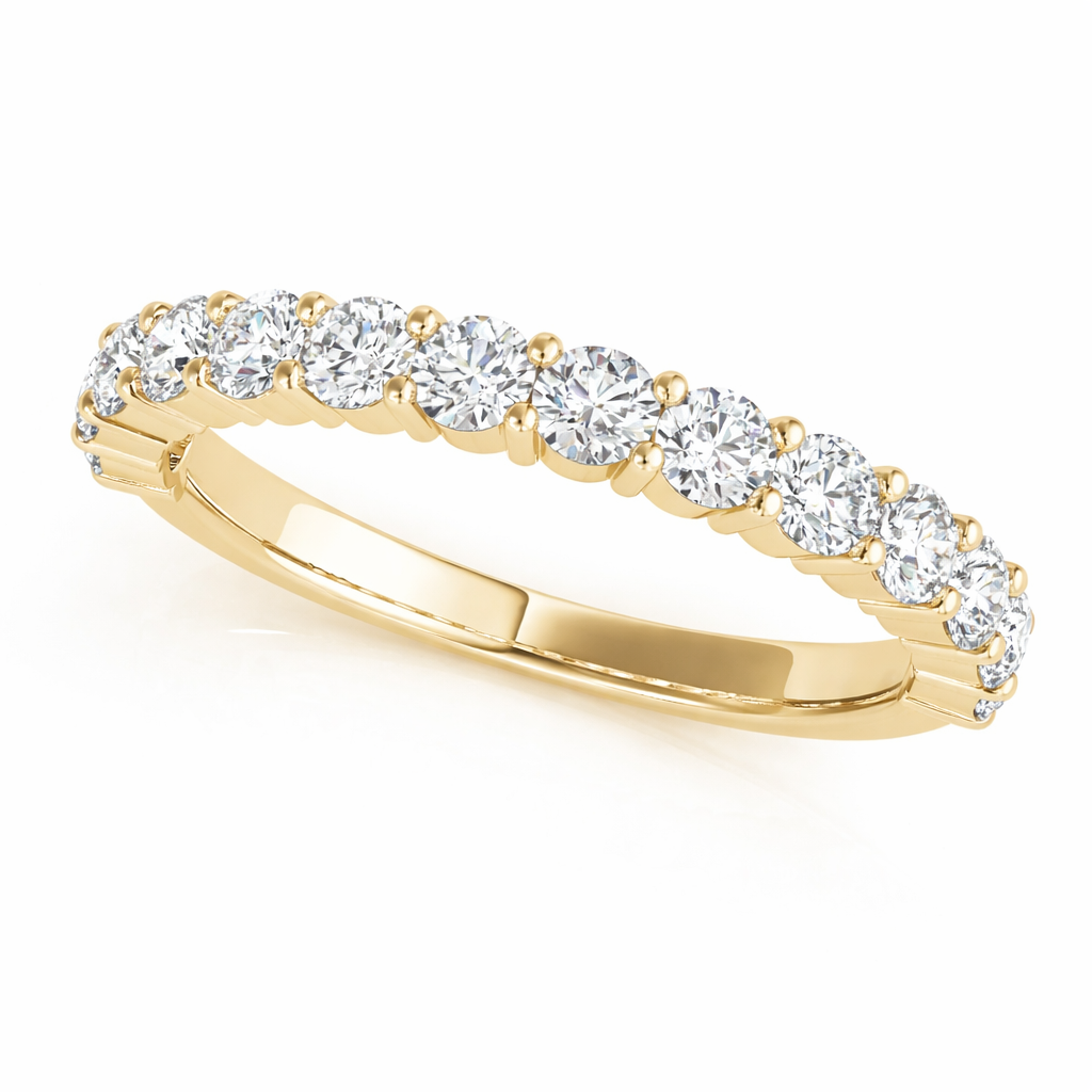 0.10 CT Brilliant Diamond Half Eternity Ring in 14K Solid Yellow Gold