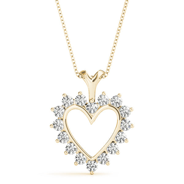 1/3 CT Diamond Heart Shape Pendant In 14K Gold With 18" Box Chain