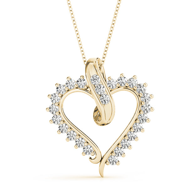 Heart Pendant 0.25 Ct Diamond Chain Necklace In 14K Gold