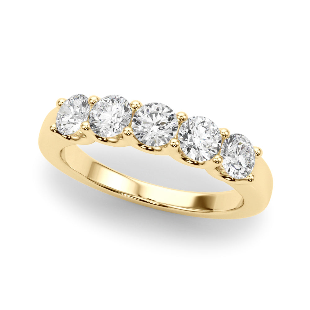 1/2 Ct Classic 5-Stone FG/VVS1 Diamond Band Ring in 14K White/Rose & Yellow Gold