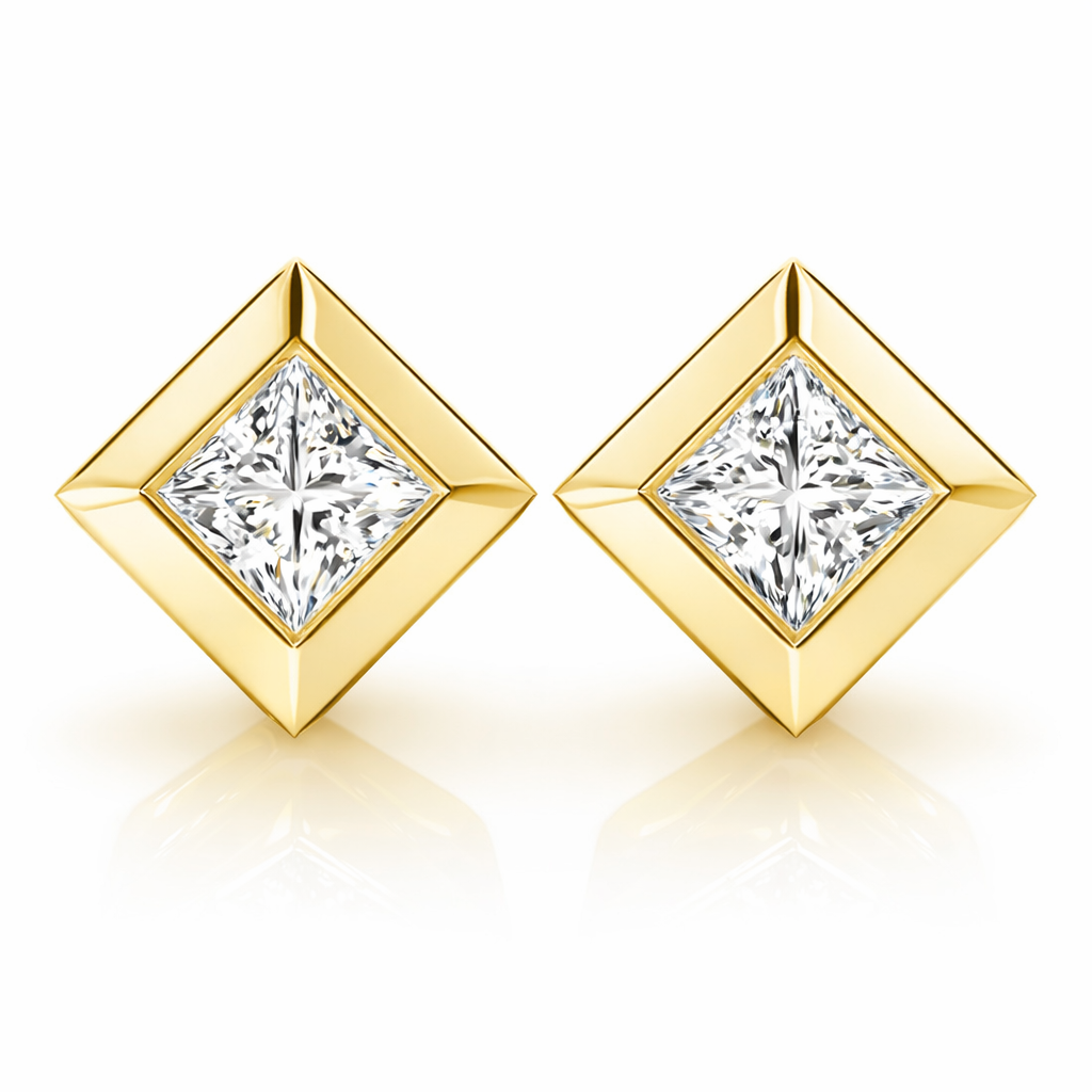 0.25 Ct Princess Cut Diamond Stud Earrings in 14K Rose Gold