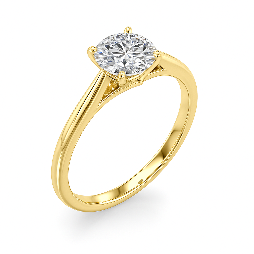 Elegant 0.33 Ct Round Moissanite Solitaire Ring in 14K Gold – 4-Prong Classic Setting