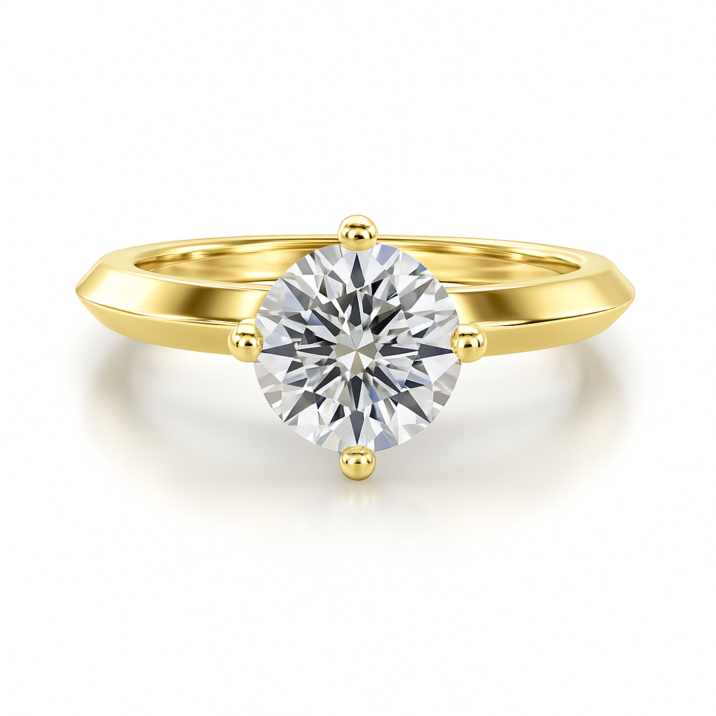 1/2 Ct Brilliant Diamond Solitaire Engagement Ring In 14K Gold