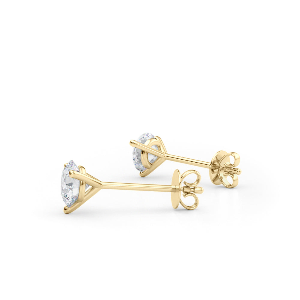 Martini Stud Earrings 0.75Ct Brilliant Diamond 14K Solid Gold Jewelry