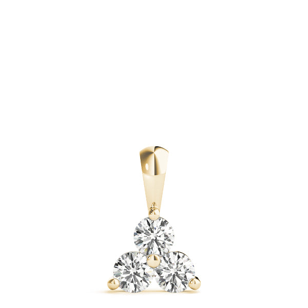 0.75 Ct Round Diamond 3 Stone Pendant In 14K Gold With Chain