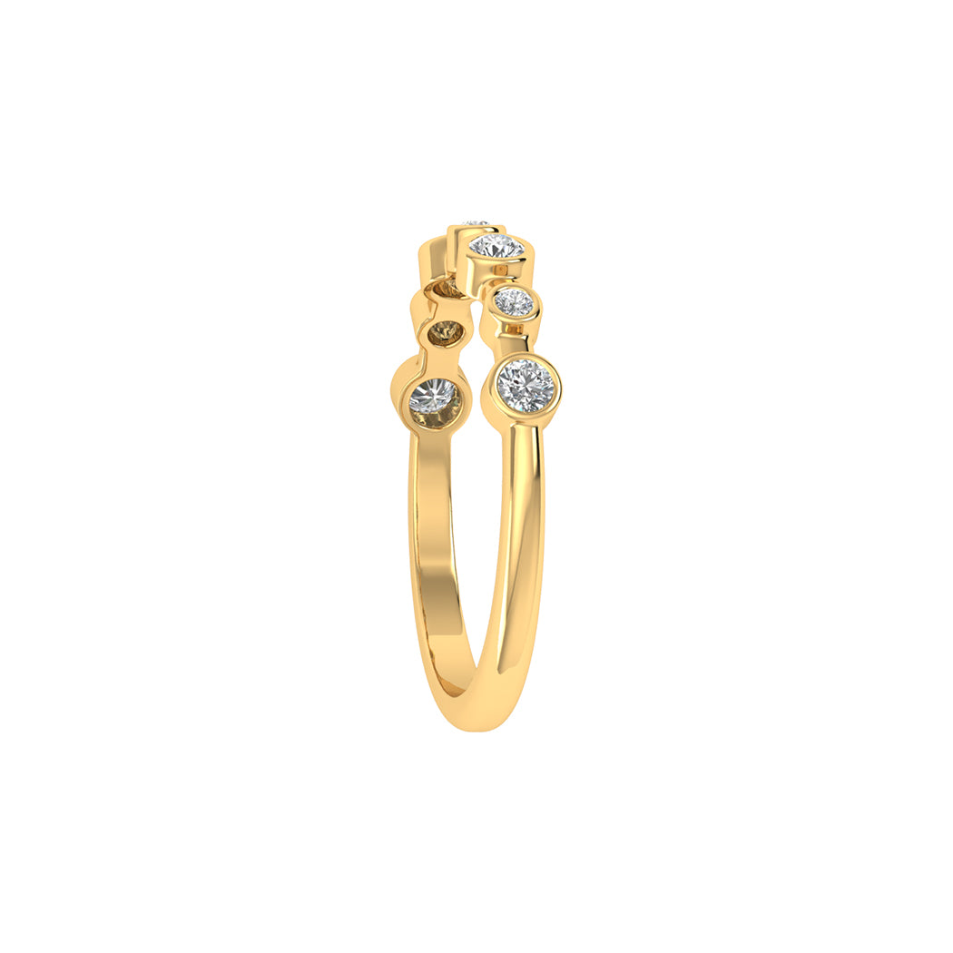 0.17Ct Bezel Set Diamond 14K Gold Wedding Band Women Jewelry