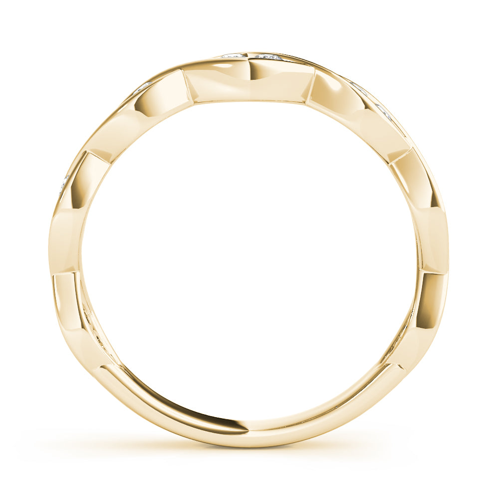 Wedding Band 0.21 Ct Diamond TWISTED Ring In 14K Gold