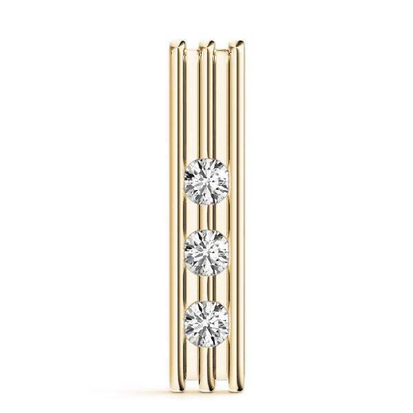 1/2 Ct Diamond 3 Stone Channel Set Pendant In 14K Gold With Box Chain