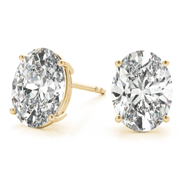 0.15Ct Oval Stud Earrings In 14K Solid Yellow White & Rose Gold