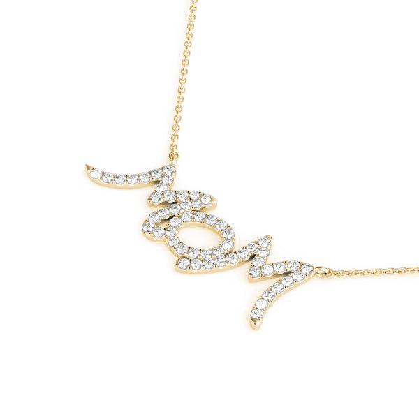 0.25CT Diamond  "MoM" Pendant Necklace 18K Gold Plated With Box Chain