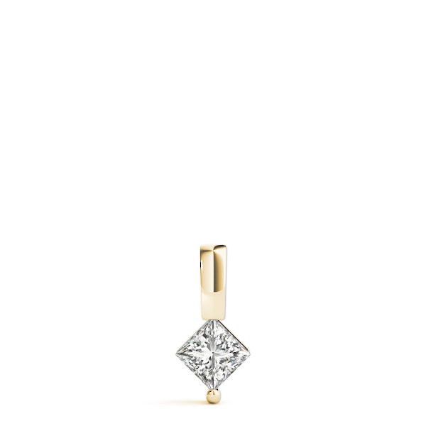Solitaire Pendant 0.05CT Princess Diamond In 14K Gold With Box Chain