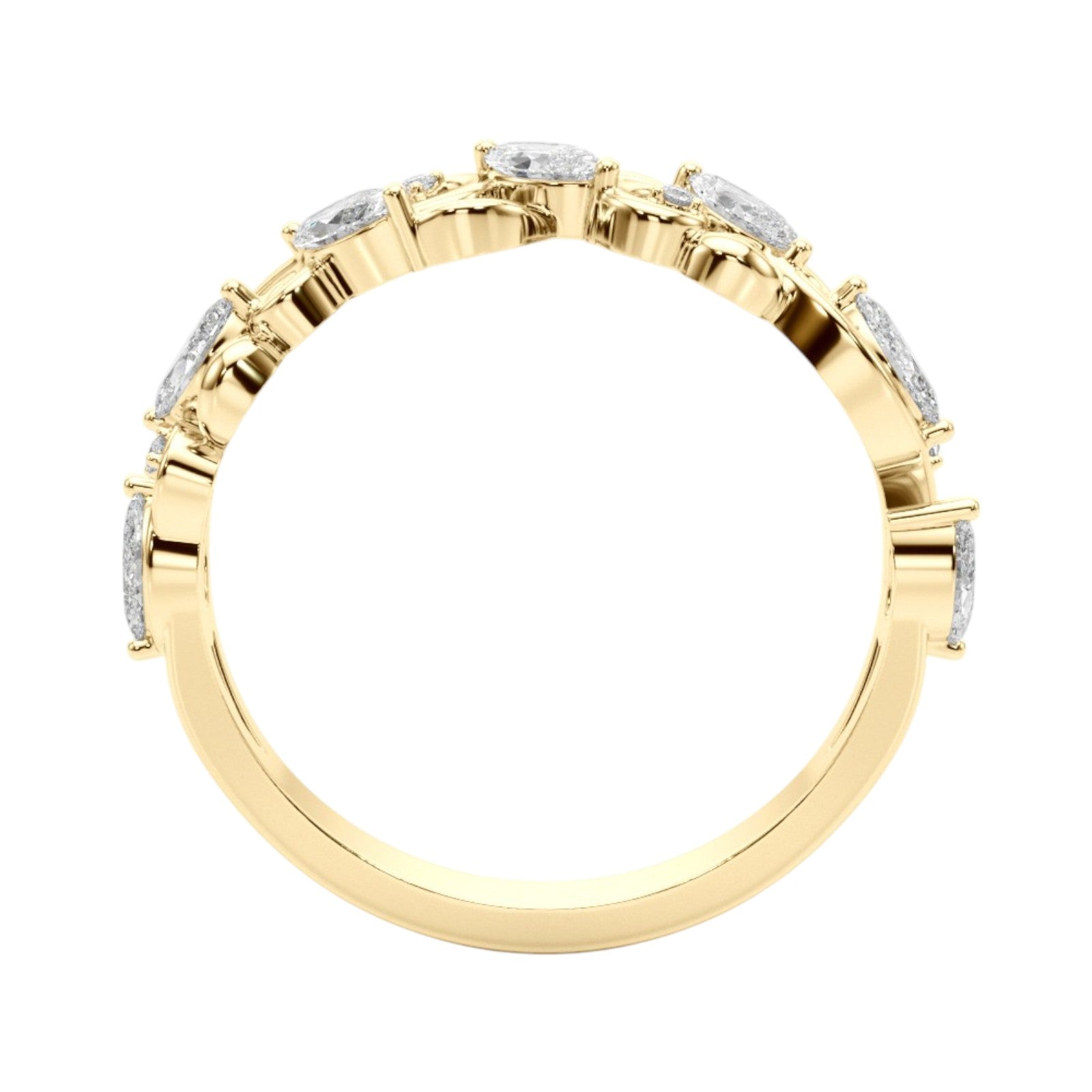 1/2 CT FG/VVS1 Diamond Designer Wedding Band In 10K White /Rose And Yellow Gold