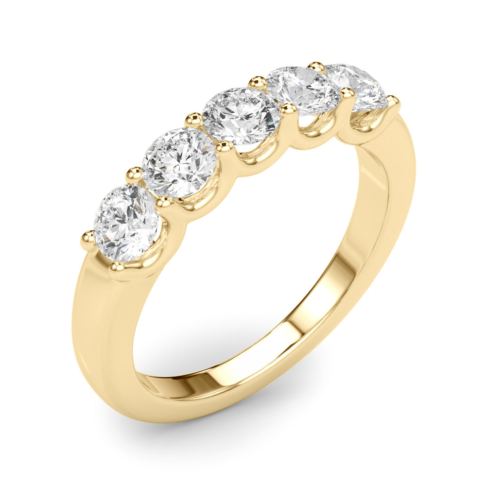 1/2 Ct Classic 5-Stone FG/VVS1 Diamond Band Ring in 14K White/Rose & Yellow Gold