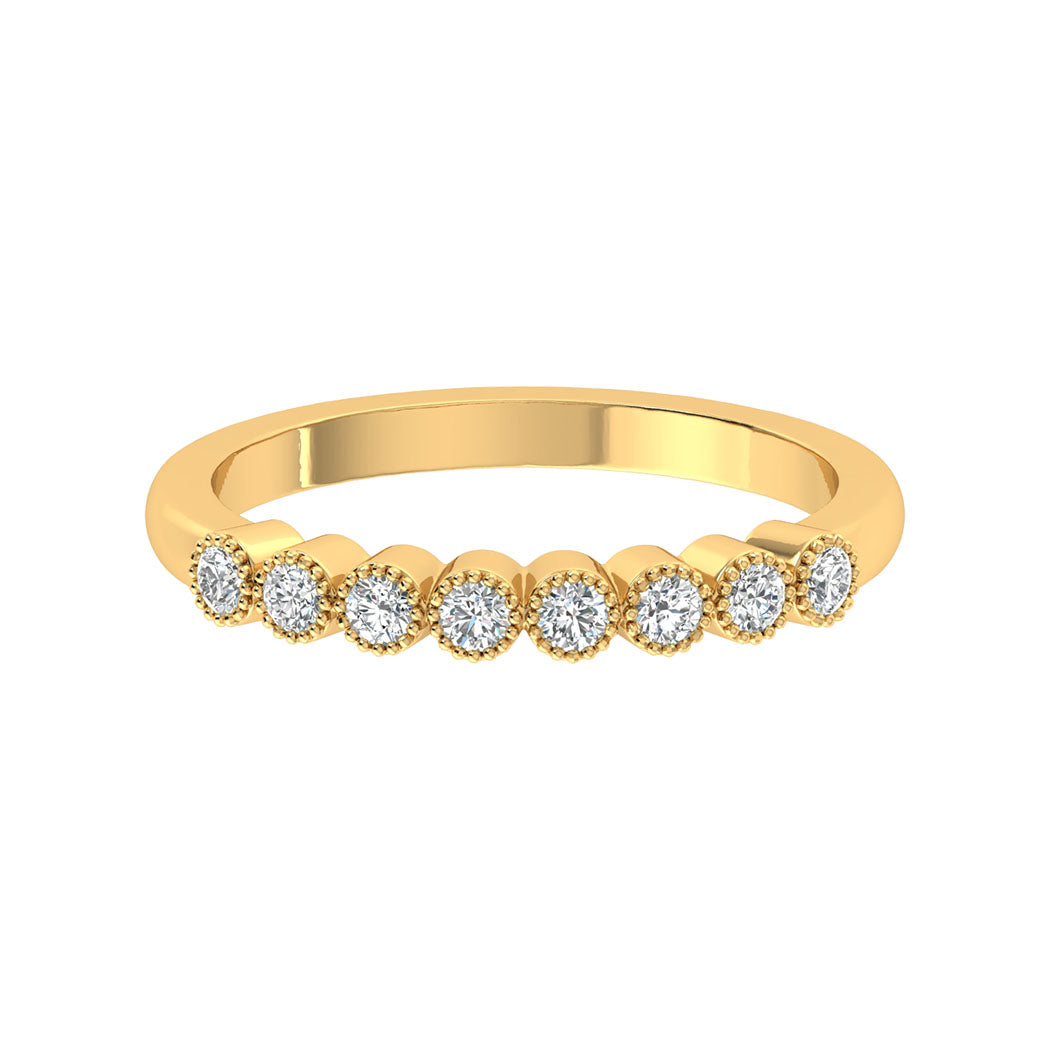 Wedding Band 14K Gold 0.25Ct Bezel Set Diamond Women Jewelry
