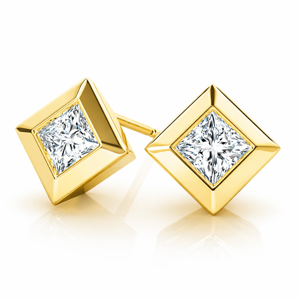 0.25 Ct Princess Cut Diamond Stud Earrings in 14K Rose Gold