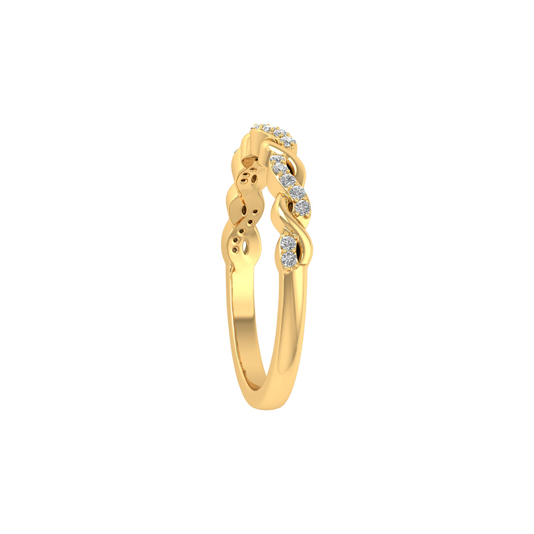 0.11Ct Diamond Twisted Infinity Ring in 14K Solid Gold for Women
