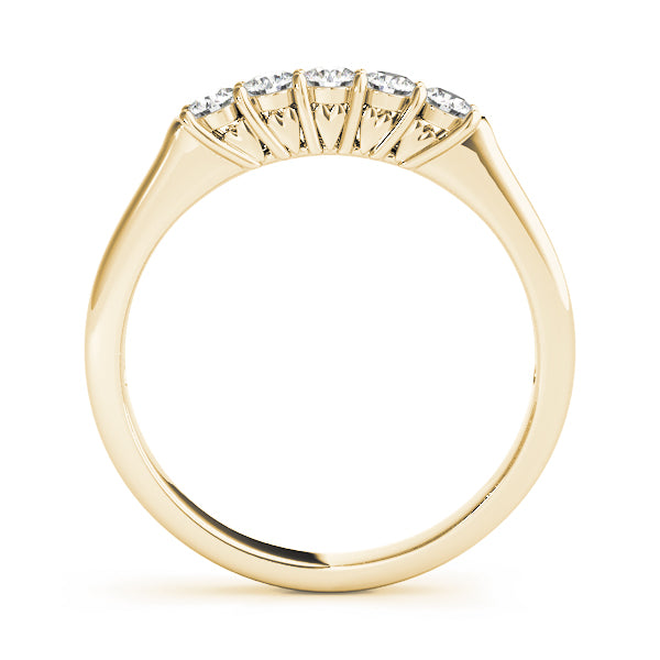 0.50 Ct Lab-Grown/ Natural Diamond 5 Stone Wedding Band Ring in 14K Rose/ White & Yellow Gold