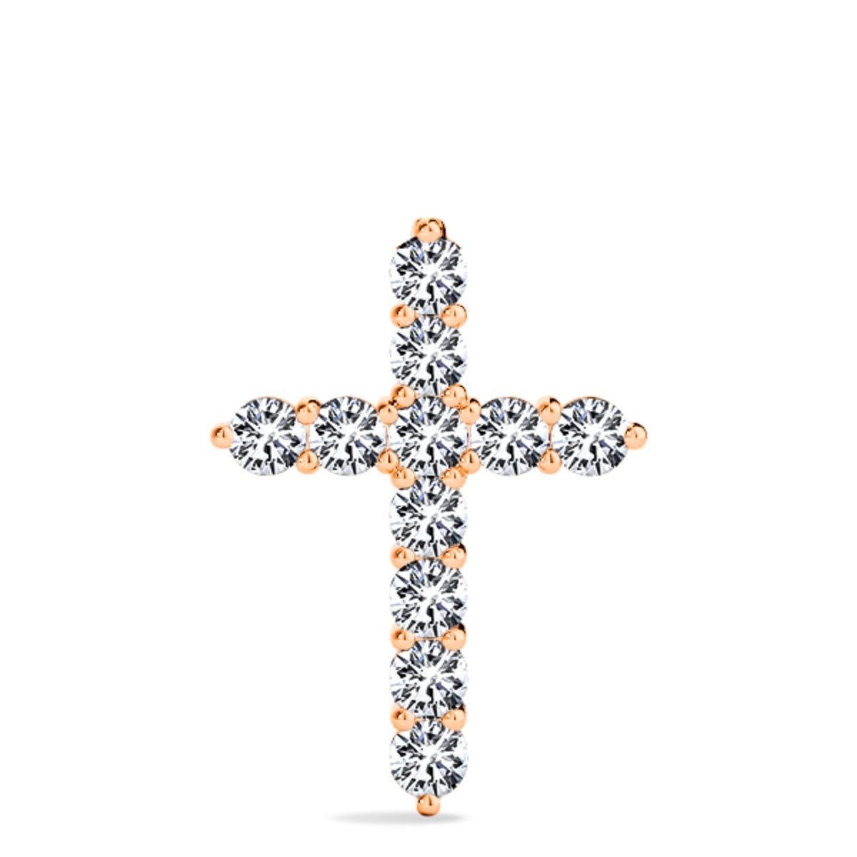 0.11CT Diamond Cross Pendant In 14K Gold With Box Chain