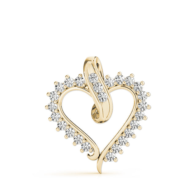 Heart Pendant 0.25 Ct Diamond Chain Necklace In 14K Gold