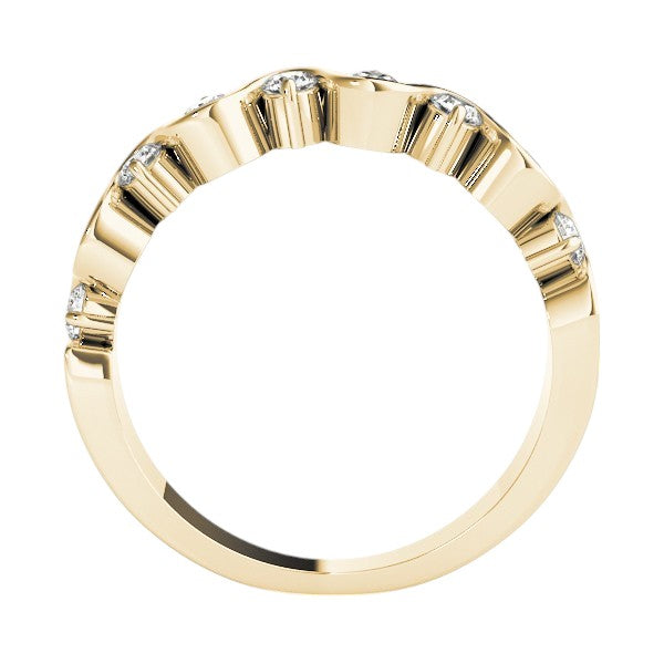 0.25 Ct Wavy Sparkle Diamond Band Ring in 14K Gold