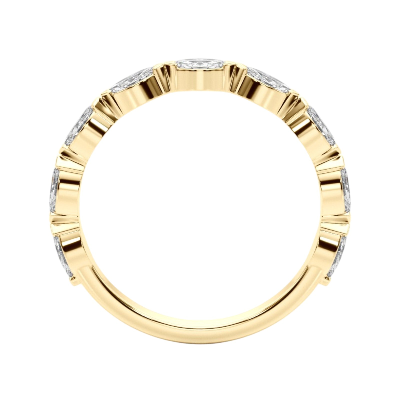 5/8 Carat Marquise Shape Brilliant Diamond Wedding Band In 10K Rose White & Yellow Gold