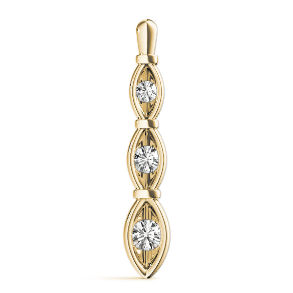 1/4 Ct Diamond 3 Stone Pendant Chain Necklace In 14K Gold