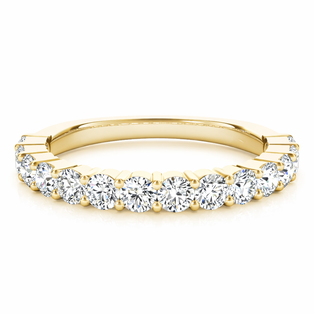 0.10 CT Brilliant Diamond Half Eternity Ring in 14K Solid Yellow Gold