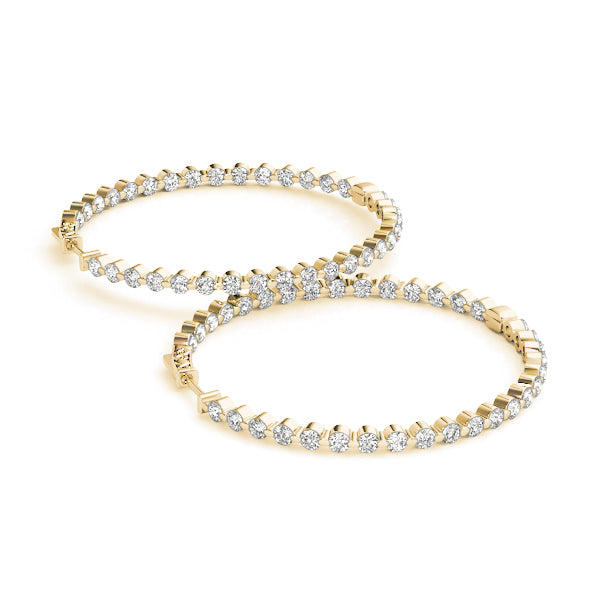 1.14CT Diamond 25mm Diameter Hoop Earrings In 14K Yellow Gold