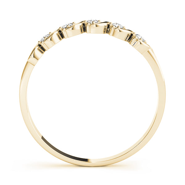 0.05  Carat Round Diamond Wedding Band In 14K Rose/ White & Yellow Gold