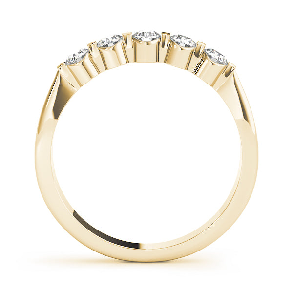 0.50 Ct Round Diamond 5 Stone Wedding Band In 14K Gold