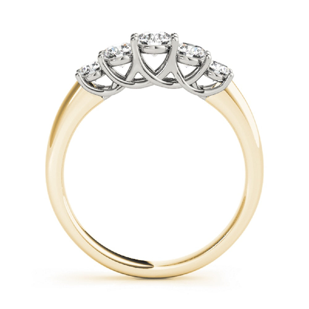 0.25 Ct 5-Stone Lab Grown Diamond Band Ring in 14K Yellow/ Rose & White  Gold