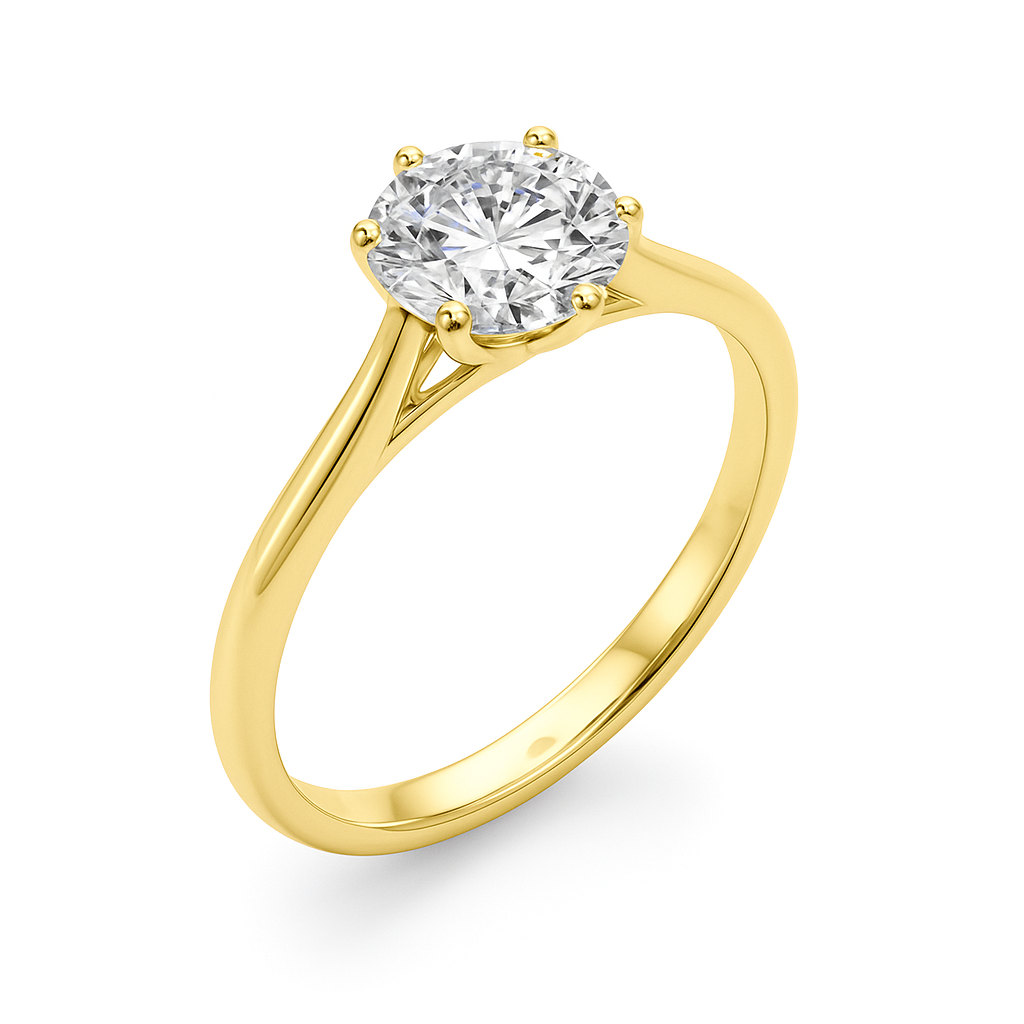 0.33 Ct Round Lab Grown Diamond Solitaire Ring in 14K Gold – Classic 6-Prong Setting