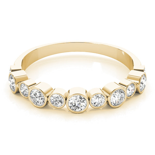 Wedding Stackable Band 1/2Ct Bezel Set Diamond 14K Solid Gold Women Jewelry
