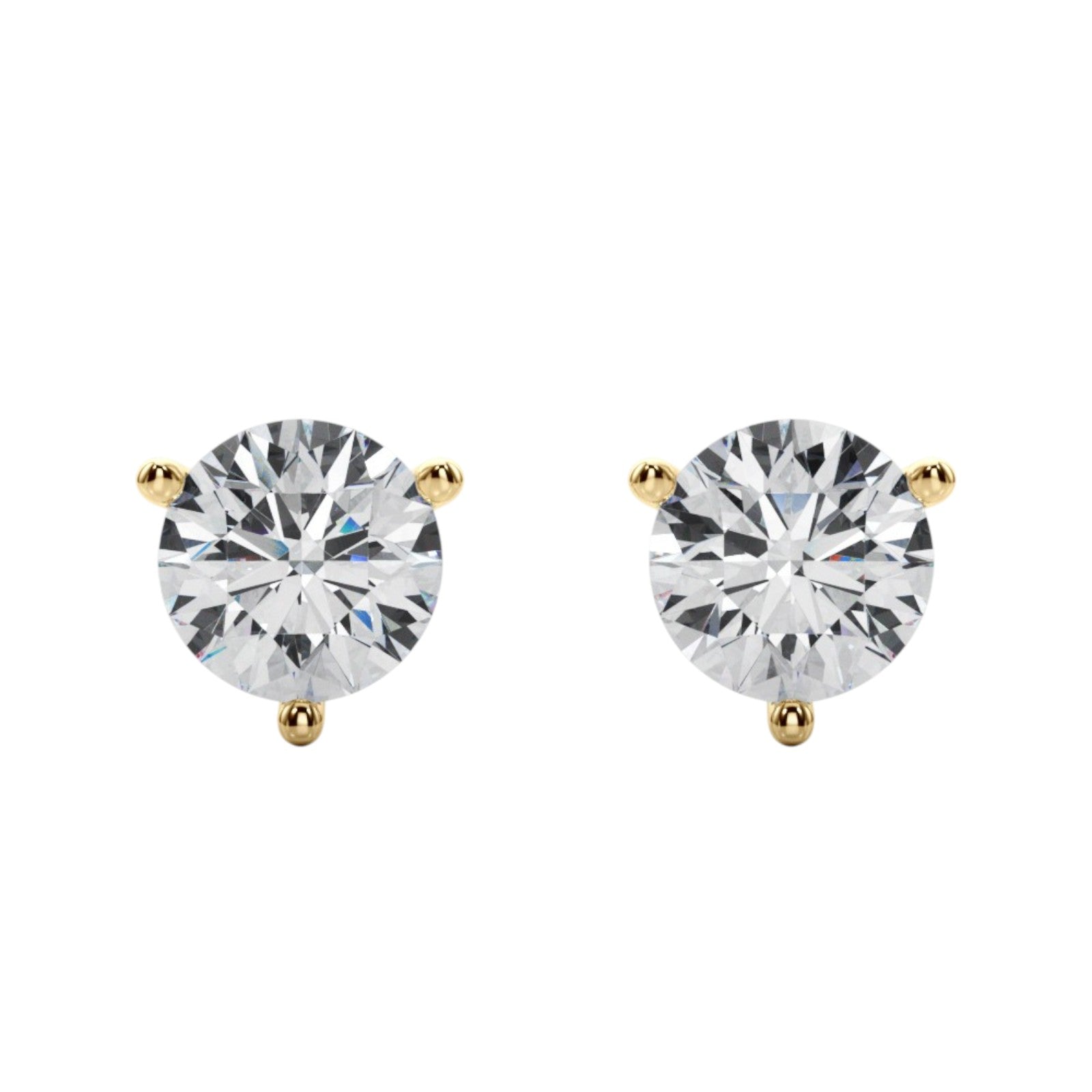 0.30 Carat Round Cut Diamond Martini Stud Earrings With Push Back In 14K White & Yellow Gold