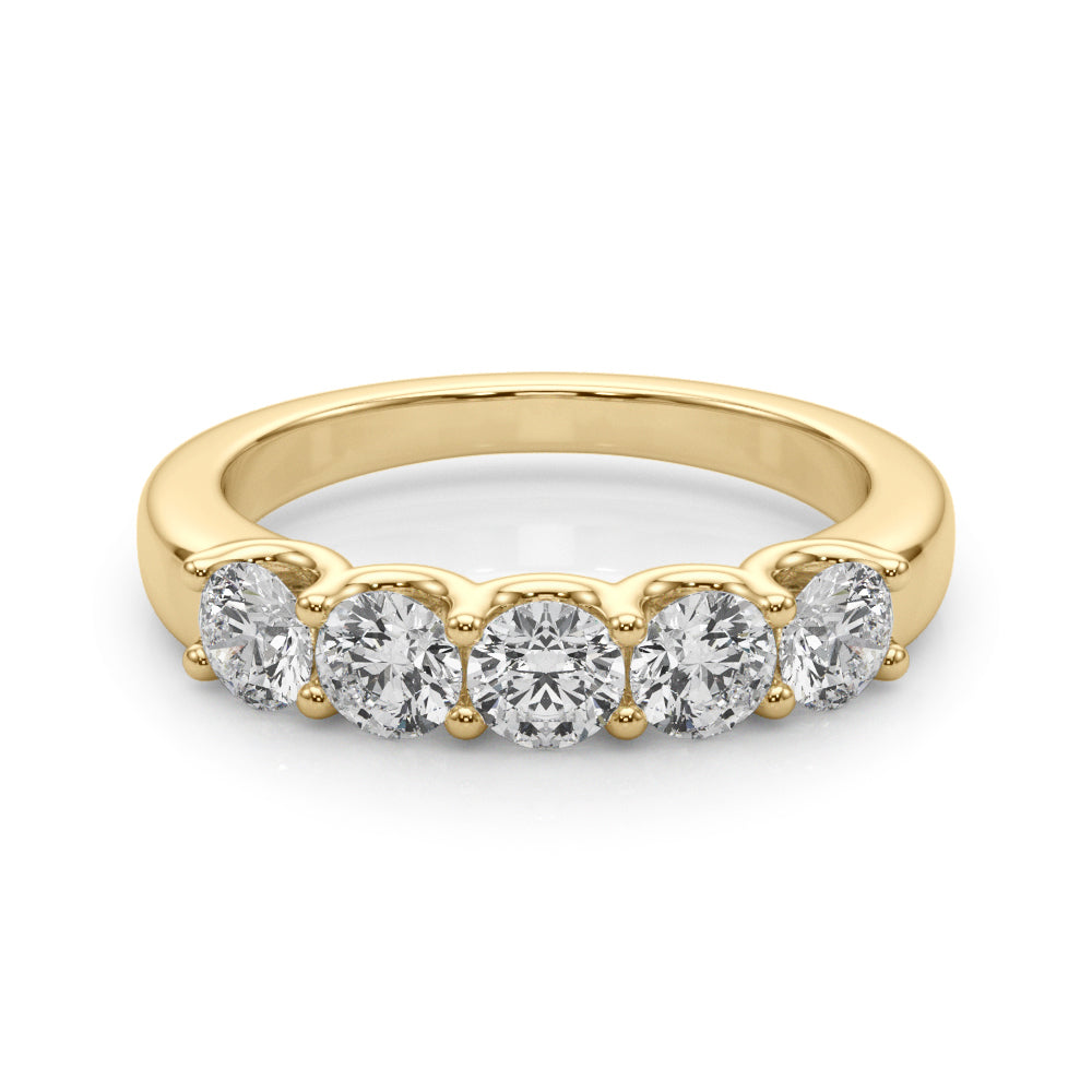 1/2 Ct Classic 5-Stone FG/VVS1 Diamond Band Ring in 14K White/Rose & Yellow Gold