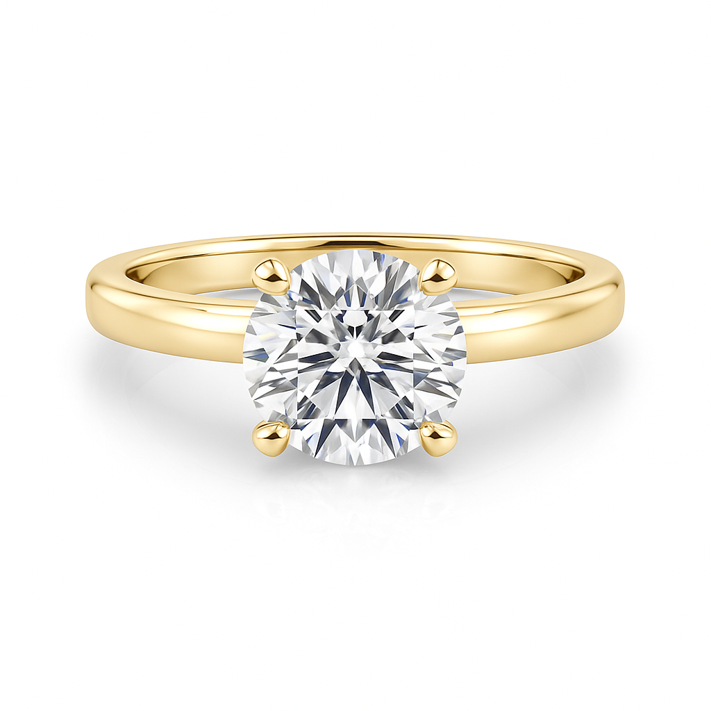 KohinoorGems Classic 1/2 Ct Round Solitaire Lab Grown Diamond Ring in 14K White/ Yellow And Rose Gold – Timeless 4-Prong Elegance