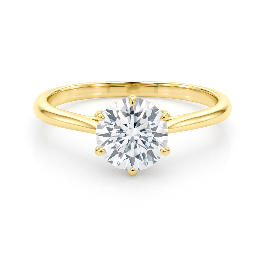 0.33 Ct Round Lab Grown Diamond Solitaire Ring in 14K Gold – Classic 6-Prong Setting