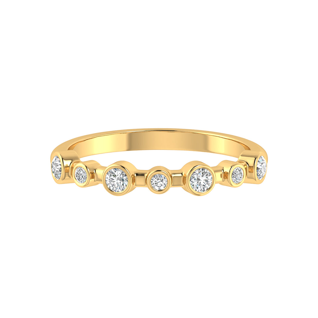 0.17Ct Bezel Set Diamond 14K Gold Wedding Band Women Jewelry