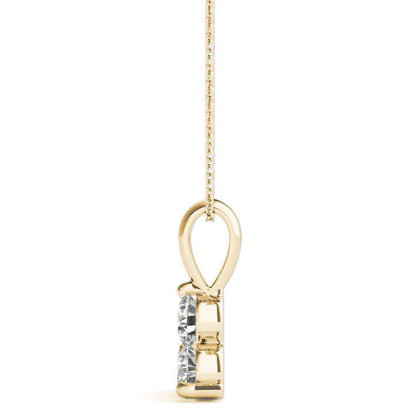 0.75 Ct Round Diamond 3 Stone Pendant In 14K Gold With Chain