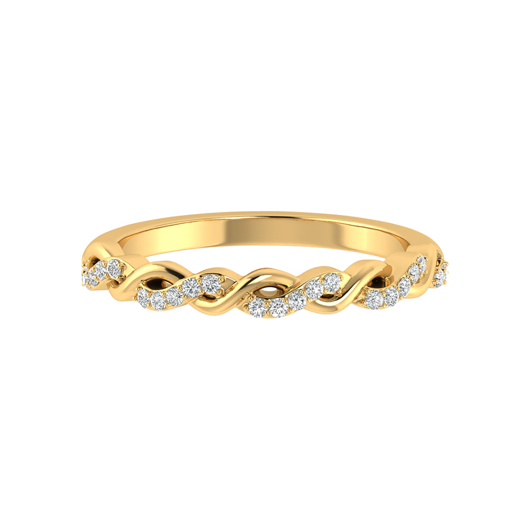 0.11Ct Diamond Twisted Infinity Ring in 14K Solid Gold for Women