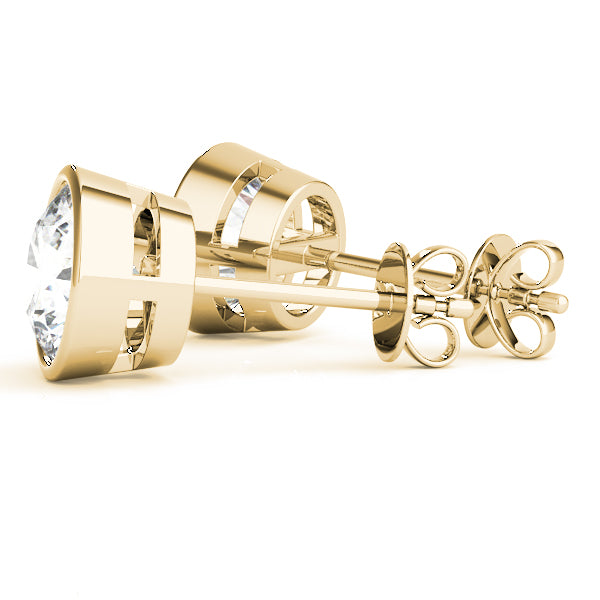 0.20CT Bezel Set Brilliant Diamond Push Back Stud Earrings In 14K Gold