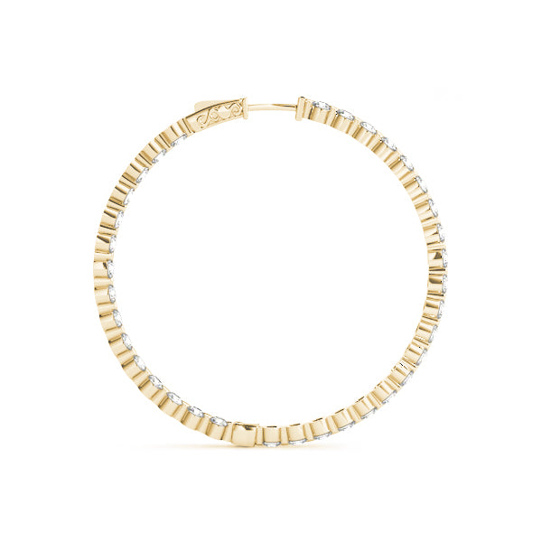 1.14CT Diamond 25mm Diameter Hoop Earrings In 14K Yellow Gold