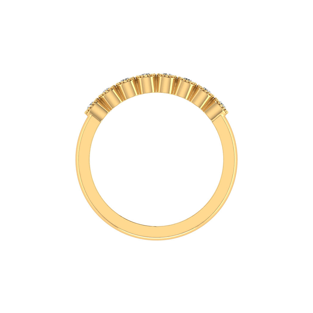 Wedding Band 14K Gold 0.25Ct Bezel Set Diamond Women Jewelry