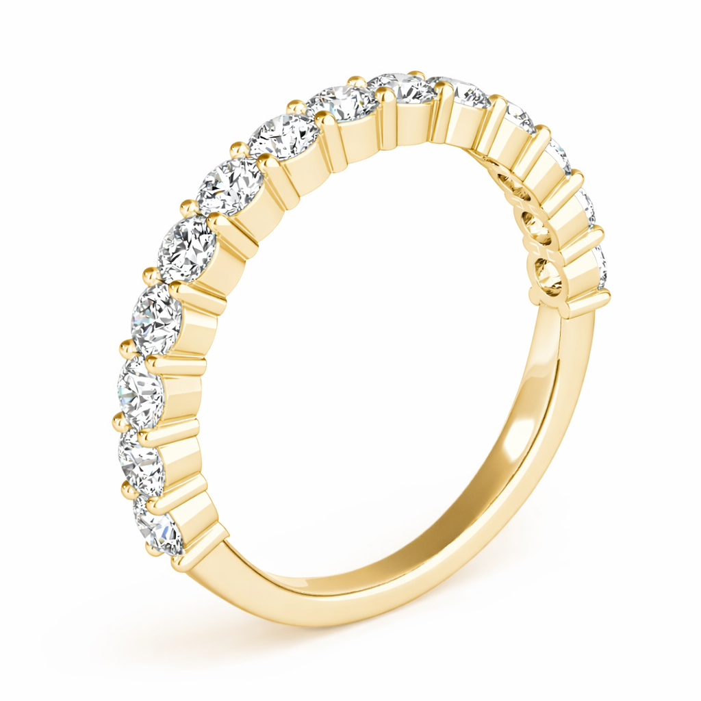 0.10 CT Brilliant Diamond Half Eternity Ring in 14K Solid Yellow Gold