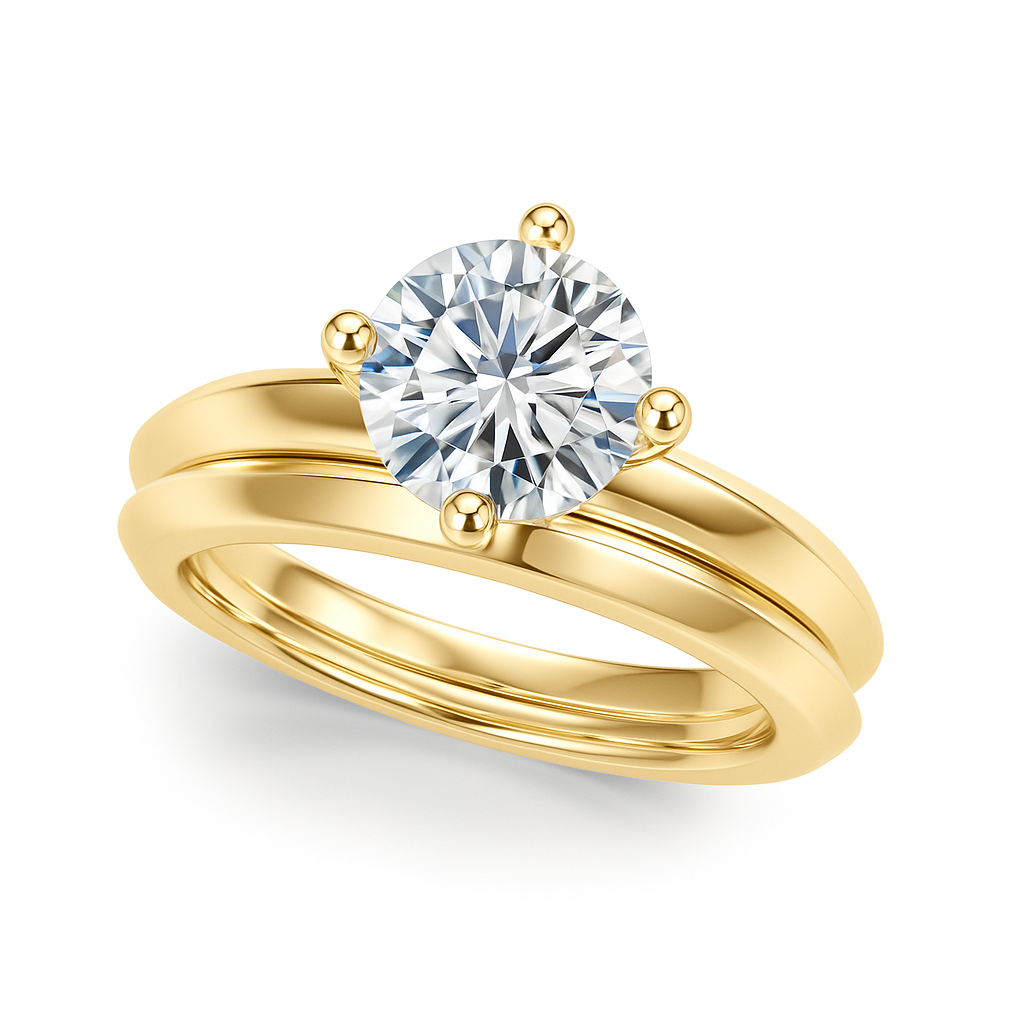 1/2 Ct Brilliant Diamond Solitaire Engagement Ring In 14K Gold