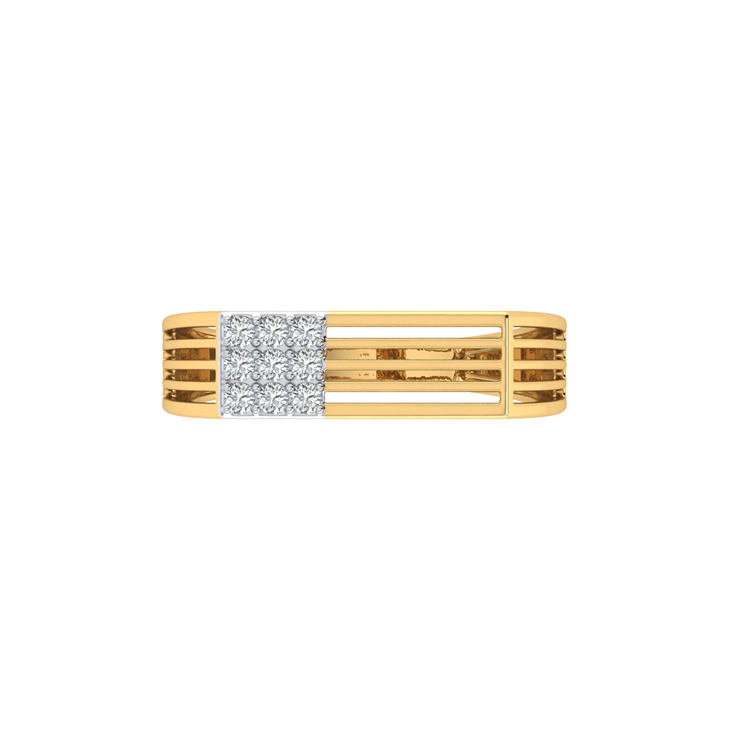 0.14Ct Diamond Men Wedding Engagement Band In 14K Solid Gold